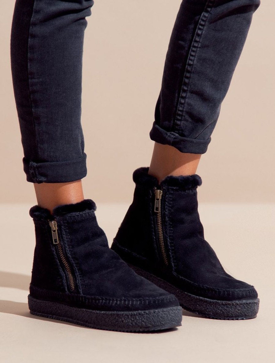 Shoes laidback london | Setsu Crochet Ankle Boot Black Suede