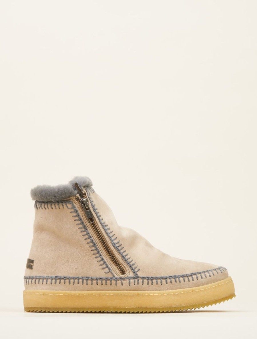 Shoes laidback london | Setsu Crochet Side Zip Ankle Boot Sand Suede