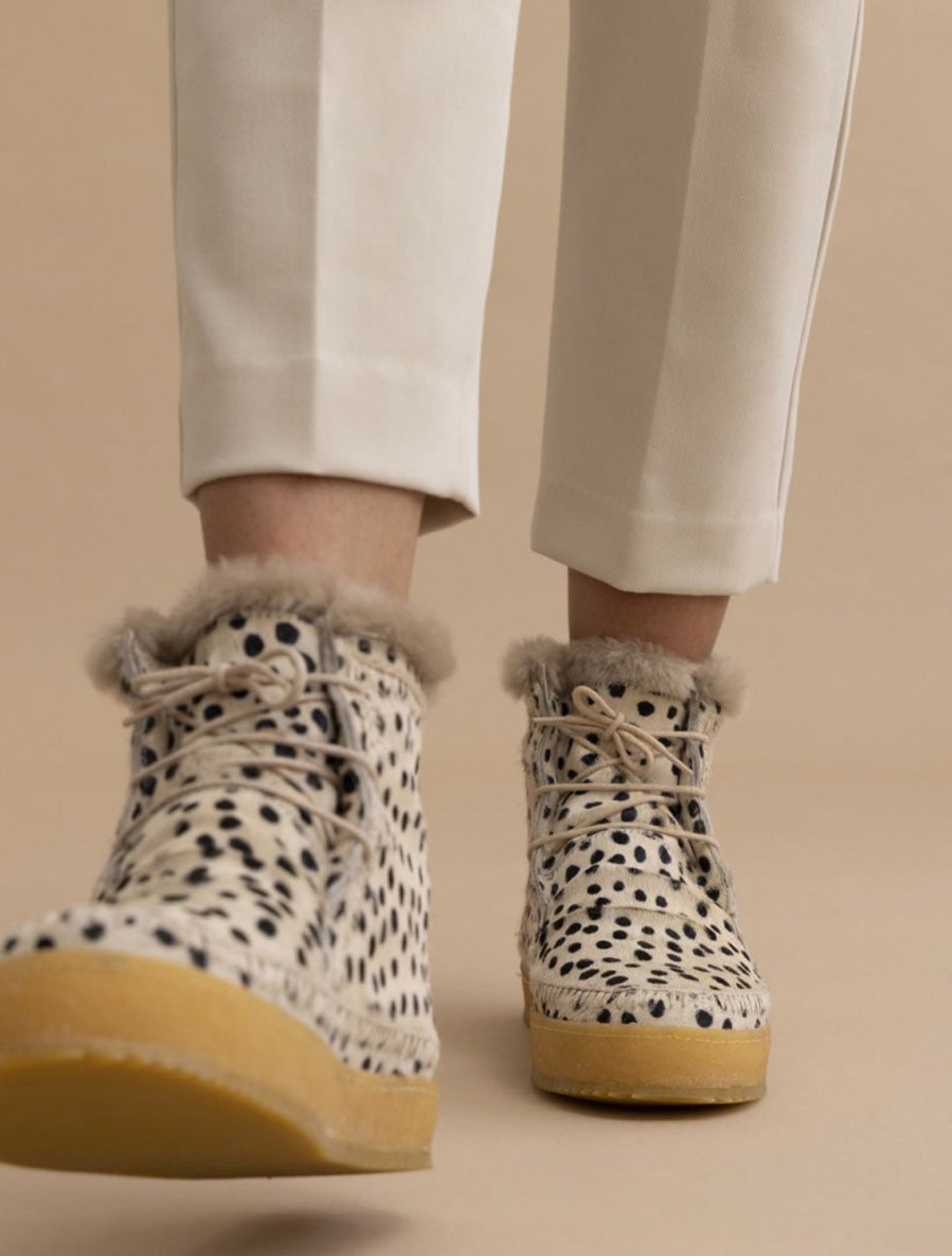 Shoes laidback london | Argo Crochet Lace Up Ankle Boot Cheetah