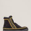 Shoes laidback london | Setsu Crochet Side Zip Ankle Boot Black Suede