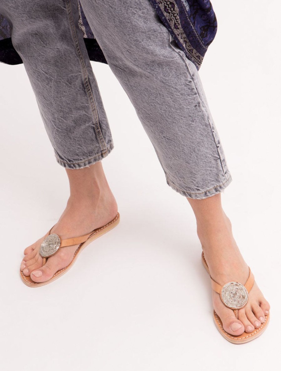 Sandals laidback london | Doli Flat Light Brown Silver