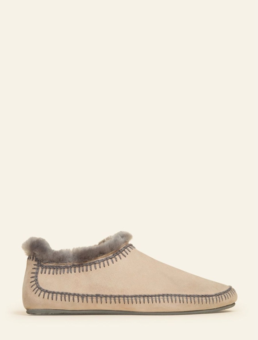 Shoes laidback london | Fuyu Crochet Sheepskin Slipper Boots Sand Suede