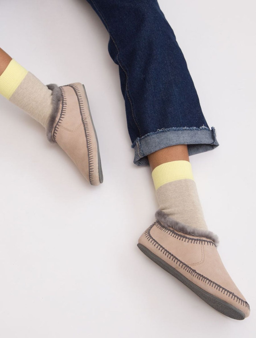 Shoes laidback london | Fuyu Crochet Sheepskin Slipper Boots Sand Suede