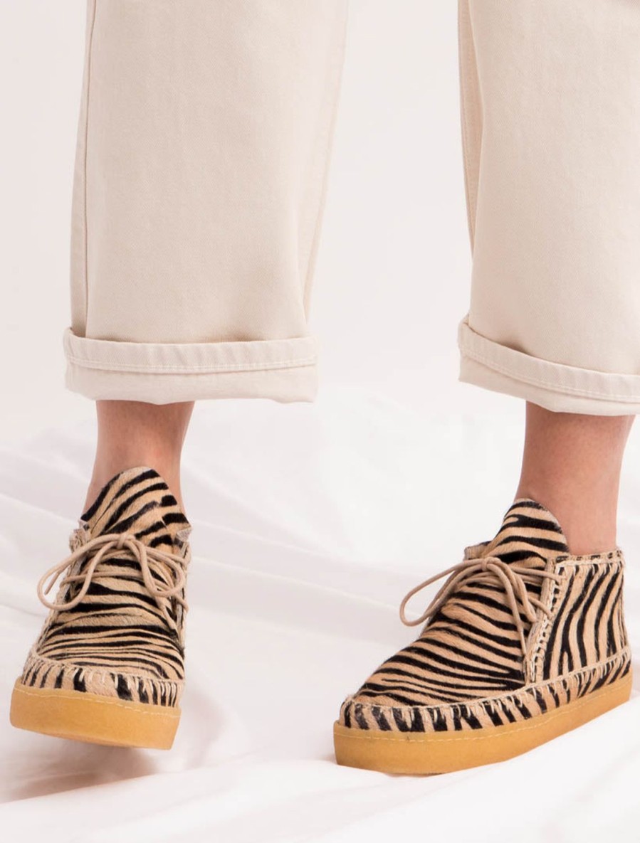 Shoes laidback london | Shenje Crochet Lace Up Chukka Boots Zebra