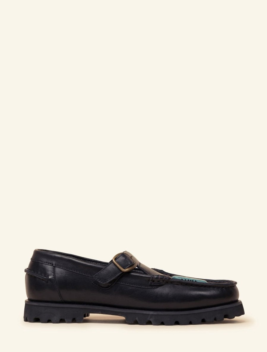 Shoes laidback london | Askari Chunky Mary Janes Black Leather Turquoise