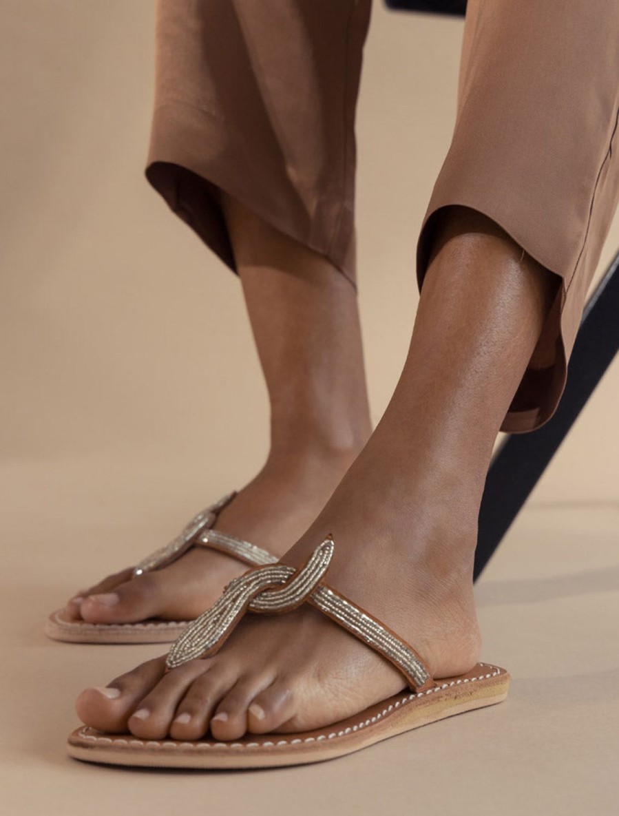 Sandals laidback london | Lana Flat Light Brown Silver