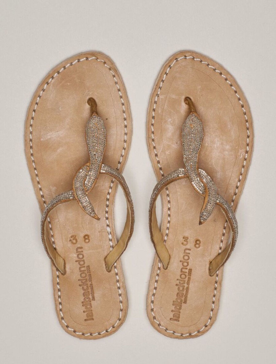 Sandals laidback london | Lana Flat Light Brown Silver