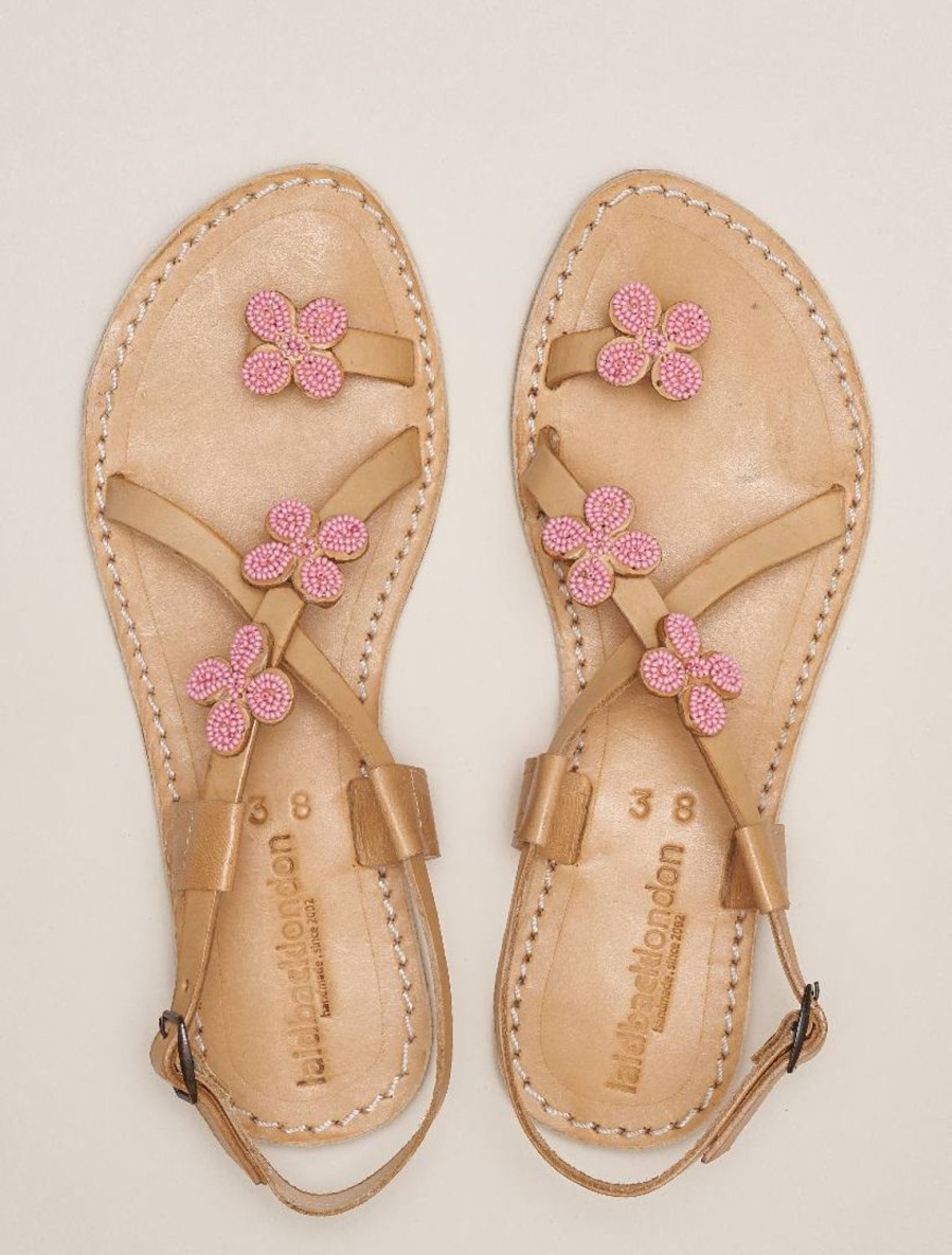 Sandals laidback london | Blyth Flat Leather Sandal Baby Pink