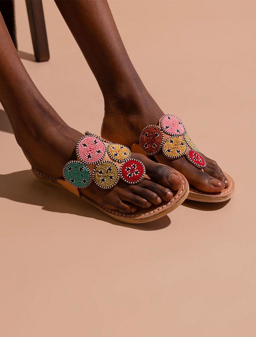 Sandals laidback london | Pemba Lp Leather Sandal Emerald Mix Maasai