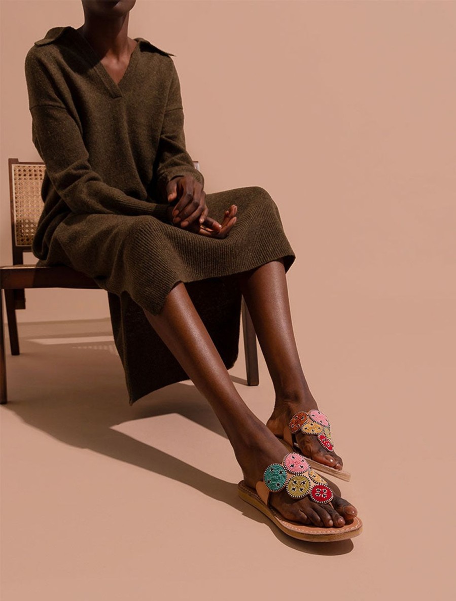 Sandals laidback london | Pemba Lp Leather Sandal Emerald Mix Maasai