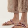 Sandals laidback london | Diani Flat Light Brown Leather Rose Mix