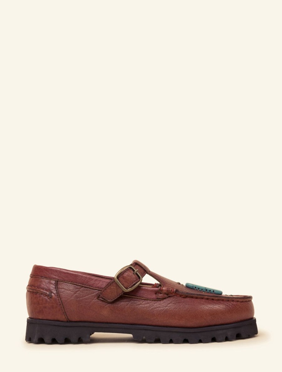 Shoes laidback london | Askari Chunky Mary Janes Blood Leather Turquoise