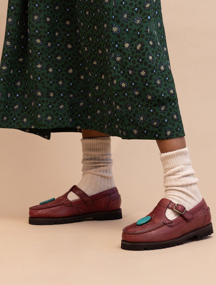 Shoes laidback london | Askari Chunky Mary Janes Blood Leather Turquoise