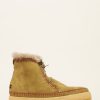 Shoes laidback london | Argo Crochet Lace Up Ankle Boot Khaki Suede