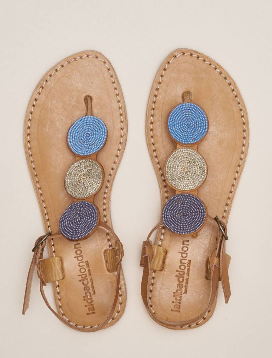 Sandals laidback london | Isko Flat Light Brown Aqua