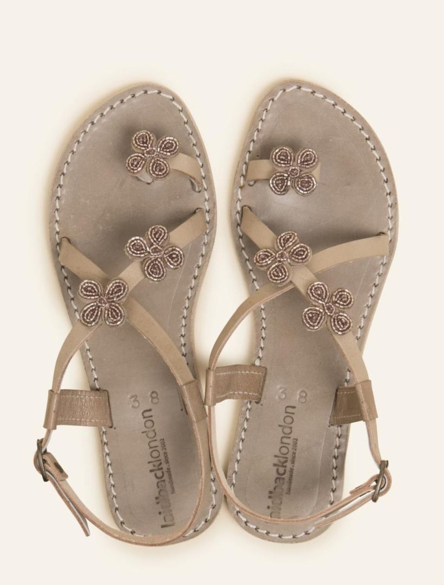 Sandals laidback london | Blyth Flat Tan Leather Sandal Silky Pink